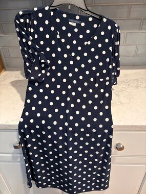 Tommy Hilfiger Navy and White Polka Dot Midi Dress